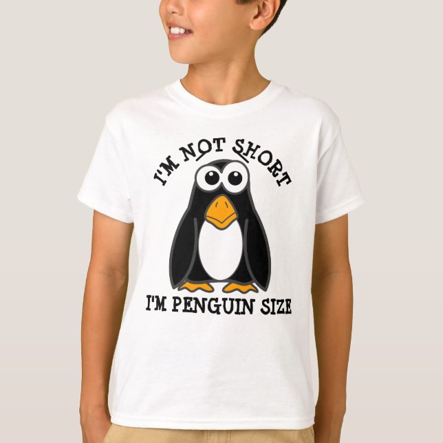 Niedlicher Pinguin Ich bin kein Kurzer Witziger Zi T-Shirt (Vorderseite)