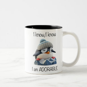 Niedlicher Pinguin/Ich weiß, dass ich liebenswert Zweifarbige Tasse