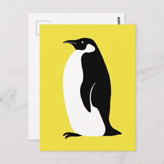 Niedlicher Pinguin Illuminiert Gelb Schwarz-weiß Postkarte (Vorne/Hinten)