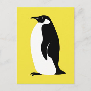 Niedlicher Pinguin Illuminiert Gelb Schwarz-weiß Postkarte