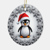 Niedlicher Pinguin in Christmas Hat festliche Schn Keramik Ornament (Links)