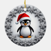 Niedlicher Pinguin in Christmas Hat festliche Schn Keramik Ornament (Hinten)