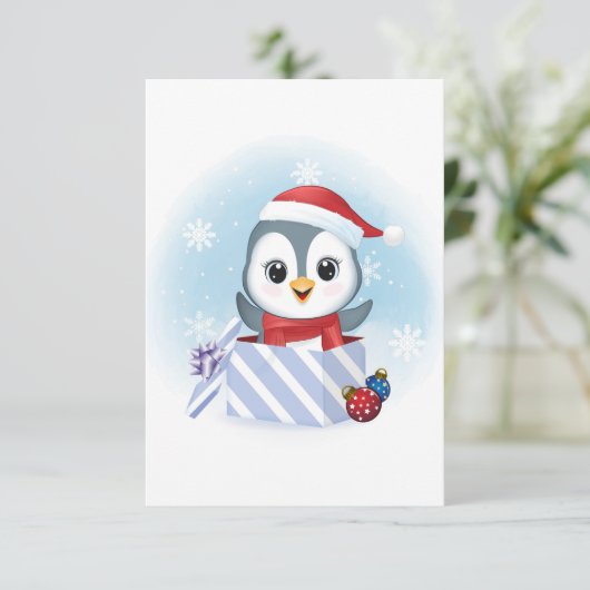 Niedlicher Pinguin in der Geschenkboxen Weihnachts (Stehend Vorderseite)