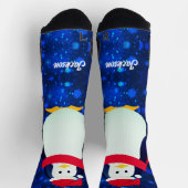 Niedlicher Pinguin in der Weihnachtsmannmütze Socken (Oben)