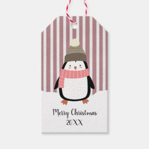 Niedlicher Pinguin in einer Wolle, die individuell Geschenkanhänger