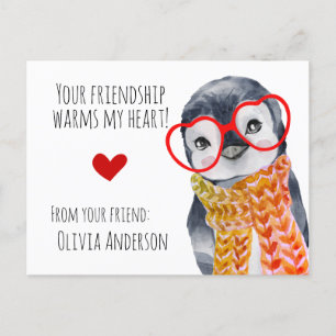 Niedlicher Pinguin in Glasses Kids Friends Valenti Postkarte