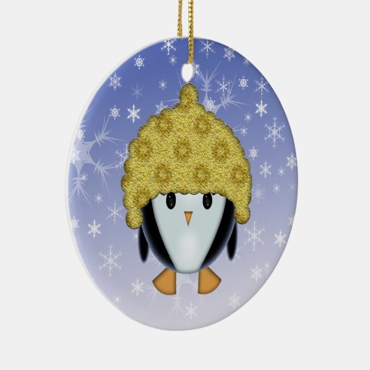 Niedlicher Pinguin in Hutschmuck Keramik Ornament (Rechts)