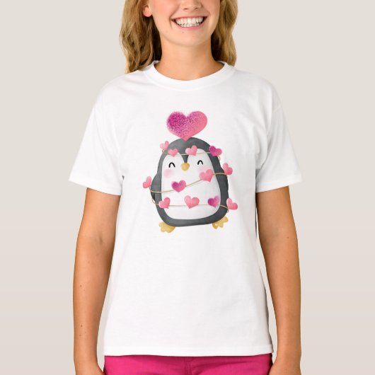 Niedlicher Pinguin in Liebe T - Shirt verpackt (Vorderseite)