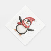 niedlicher Pinguin in Schal und Hut für den Winter Serviette (Ecke)