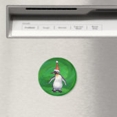 Niedlicher Pinguin in Weihnachtsmannmütze auf Gree Magnet (In Situ (Geschirrspüler))