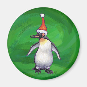 Niedlicher Pinguin in Weihnachtsmannmütze auf Gree Magnet