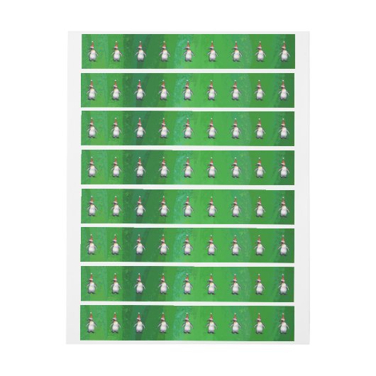 Niedlicher Pinguin in Weihnachtsmannmütze auf Gree Rundum-Adressaufkleber (Bogen)