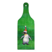 Niedlicher Pinguin in Weihnachtsmannmütze auf Gree Schneidebrett (Vorderseite)