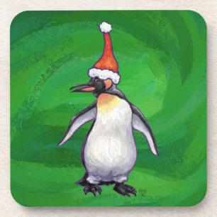 Niedlicher Pinguin in Weihnachtsmannmütze auf Gree Untersetzer