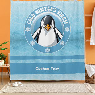 Niedlicher Pinguin, kalter Winterbrunnen Duschvorhang