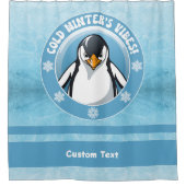 Niedlicher Pinguin, kalter Winterbrunnen Duschvorhang (Vorderseite)