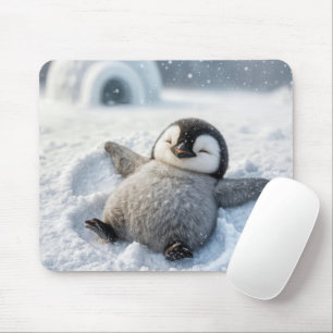 Niedlicher Pinguin-Kick Schneegel Mousepad