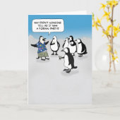Niedlicher Pinguin Lasst uns Party Einladung (Gelbe Blume)