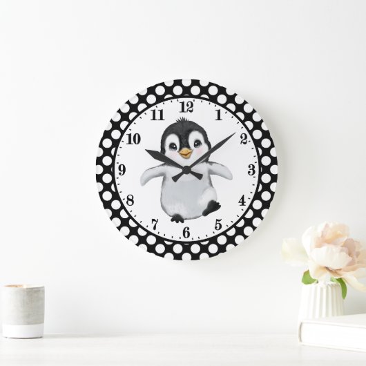 niedlicher Pinguin-Liebling Tier Große Uhr (Zuhause)