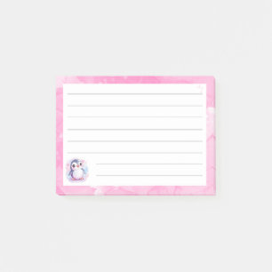 Niedlicher Pinguin Lined Pink Sticky Notes - 4"x3" Post-it Klebezettel