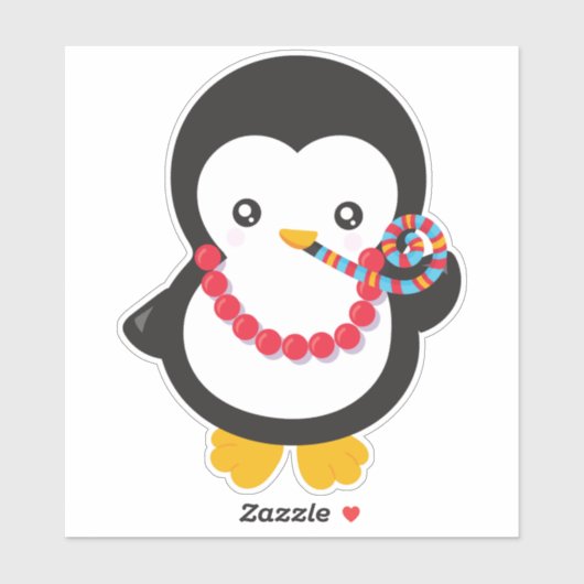 Niedlicher Pinguin, Little Pinguin, Party Pfeifen Aufkleber (Blatt)
