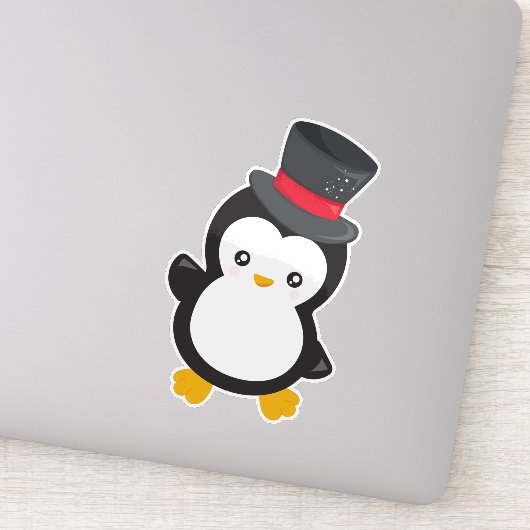 Niedlicher Pinguin, Little Pinguin, Top Hat Aufkleber (Detail)