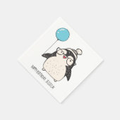 Niedlicher Pinguin mit Ballon Personalisiert Gebur Serviette (Ecke)