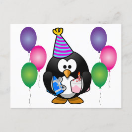 Niedlicher Pinguin mit Ballon Postkarte