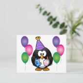 Niedlicher Pinguin mit Ballon Postkarte (Stehend Vorderseite)