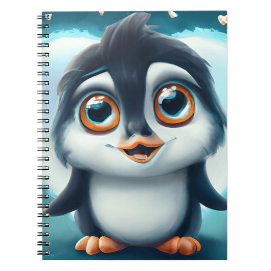 Niedlicher Pinguin mit Big Eyes Notebook Notizblock (Vorderseite)