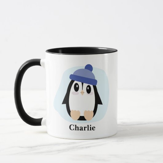 Niedlicher Pinguin mit Blue Hat Christmas Tasse (Links)
