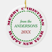 Niedlicher Pinguin mit Candy Cane Herz Keramik Ornament (Hinten)