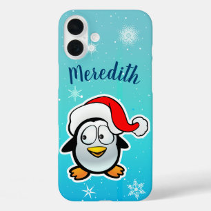 Niedlicher Pinguin mit dem Cartoon Santa Claus Hat iPhone 16 Plus Hülle