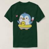Niedlicher Pinguin mit Duckpool Float T-Shirt (Design vorne)