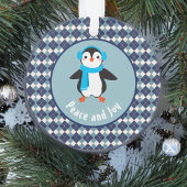 Niedlicher Pinguin mit Earmuffs Peace and Joy Ornament