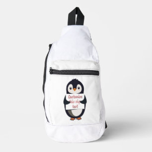 Niedlicher Pinguin mit einem Schild für personalis Crossbody Bag