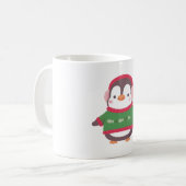 Niedlicher Pinguin mit Funny Fish Print Sweater Kaffeetasse (Vorderseite Links)