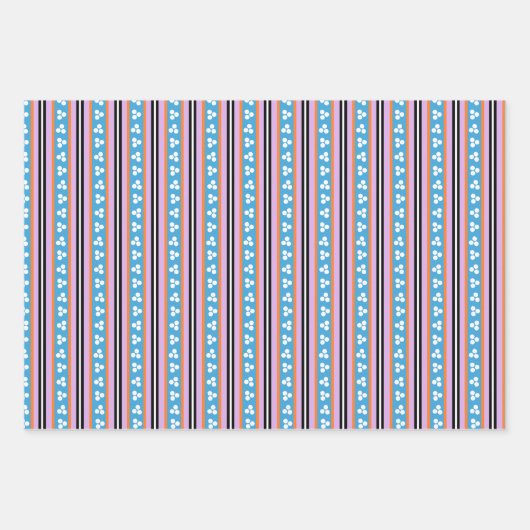 Niedlicher Pinguin mit Hut und Scarf Streifen Polk Geschenkpapier Set (Vorderseite 3)