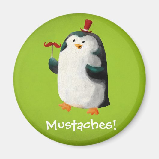 Niedlicher Pinguin mit Mustaches Magnet (Vorne)