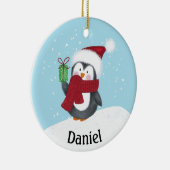 Niedlicher Pinguin mit Name Weihnachts-Keramik Orn Keramik Ornament (Rechts)