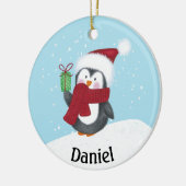 Niedlicher Pinguin mit Name Weihnachts-Keramik Orn Keramik Ornament (Links)