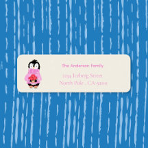Niedlicher Pinguin mit Poinsettias Rücksendeadress