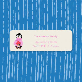 Niedlicher Pinguin mit Poinsettias Rücksendeadress