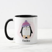 Niedlicher Pinguin mit rosa Lila Huttierhitzen Tasse (Links)