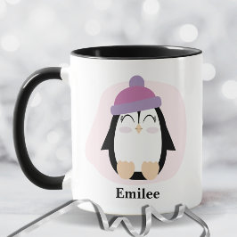 Niedlicher Pinguin mit rosa Lila Huttierhitzen Tasse