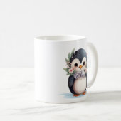 Niedlicher Pinguin mit Scarf und Holly Kaffeetasse (VorderseiteRechts)