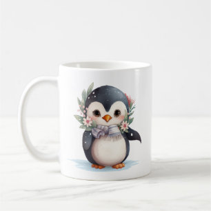 Niedlicher Pinguin mit Scarf und Holly Kaffeetasse