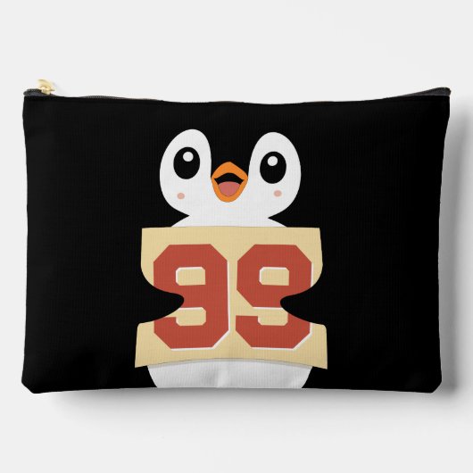 Niedlicher Pinguin mit Schild Zubehörtasche (Vorderseite)