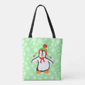 Niedlicher Pinguin mit Schneeflocke Hintergrund Tasche (Rückseite)