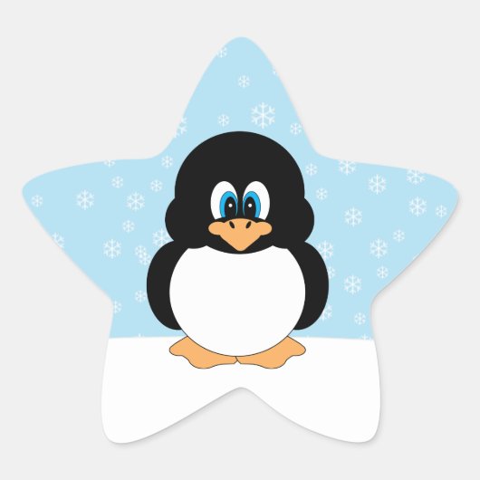 Niedlicher Pinguin mit Snowflakes Stickern Stern-Aufkleber (Vorderseite)